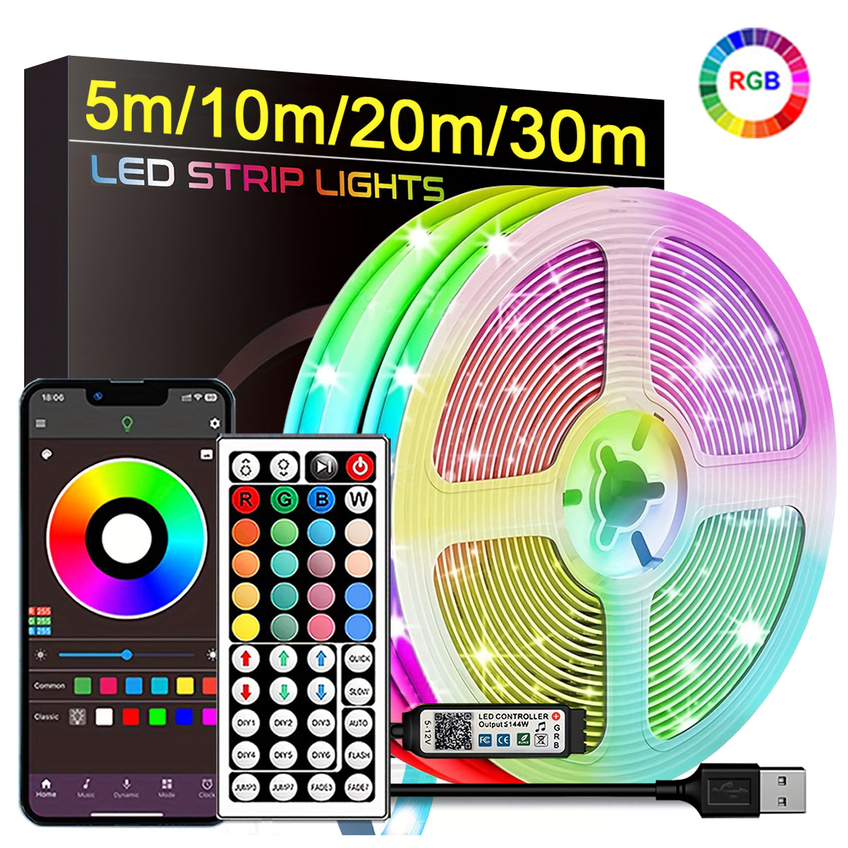 RGB LED Strip Lights with App Control – Transform Any Space with Color