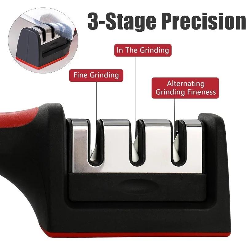 3-Stage Stainless Steel Knife Sharpener – Precision Sharpening for Every Kitchen
